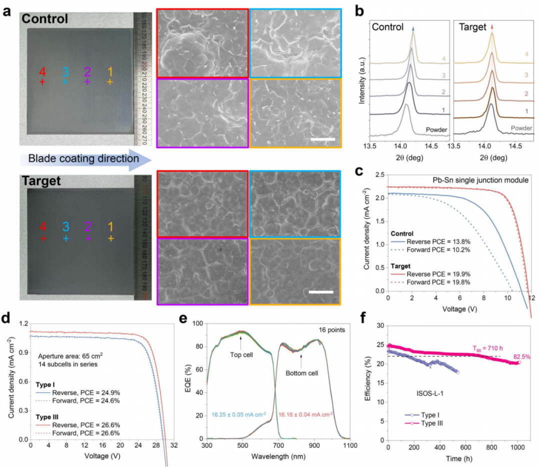 Percée d'efficacité certifiée de 26,2 % dans les grands modules tandem tout-perovskite : la jonction de recombinaison tunnel en nanocristaux d'In₂O₃ image